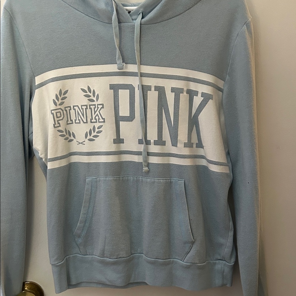 PINK Victoria's Secret Light Blue Hoodie Sweater